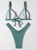 ZTVitality Sexy Solid Push Up Bikini 2025 New Arrival Padded Bra High Leg Swimsuit Ring Bandage Swimwear Women Brazilian Biquini