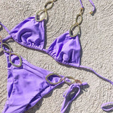 Sexy Halter Diamond Bikini Women Swimsuit Female Metal Chains Swimwear Two Pieces Bikini set Brazilian Bather Bathing Suit Swim