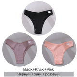 3Pcs/Set Women Cotton Panties Sexy V Waist Briefs T-Back Brazilian Underpants Female M-XL Underwear Girls Breathable Intimates