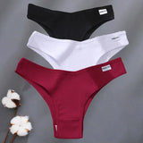 3Pcs/Set Women Cotton Panties Sexy V Waist Briefs T-Back Brazilian Underpants Female M-XL Underwear Girls Breathable Intimates