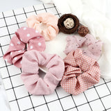 5Pcs/Lot Girl Pink Red Hair Band Accessories Fashion Large Hair Ties Solid Color Elastic Scrunchies For Women Ponytail Hairstyle