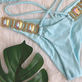 Halter Jewelled Diamond Bikini Women Swimsuit Female Triangle Swimwear Two piece Bikini set Brazilian Bather Bathing Suit Swim