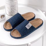 Breathable Flax Slippers Women Men Indoor Mute Slipper Anti-slip Lovers House Floor Shoes Soft  Ladies Summer Home Slides
