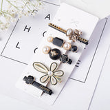 1Set Handmade Pearls Hair Clips Pin for Women Fashion Geometric Flower Barrettes Headwear Girls Sweet Hairpins Hair Accessories