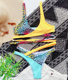 Sexy Splicing Cross Bandage Thong Bikini Female Swimsuit Women Swimwear Two Pieces Bikini Set Bathing Suit Swim Beach Wear Lady
