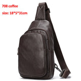 WESTAL 100% Cowhide Genuine Leather Sling Bag Men Messenger Bags for Men Black Chest Bags for Phone Casual Sport Shoulder Bag