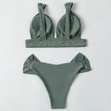 ZTVitality Solid Swimsuit Women Swimwear 2025 Newest Mid Waist Sexy Bikini Push Up Bikini Set Brazilian Bathing Suit Beach Wear