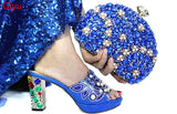 Doershow beautiful Italian Shoes And Bag Sets For Evening Party With Stones Italian Leather Handbags Match Bags! 1-30