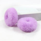 2Pcs Winter Warm Soft Hair Scrunchies Faux Fur Hair Rope Women Girl Ponytail Holder Elastic Hair Band Fluffy Hair Tie Accessory