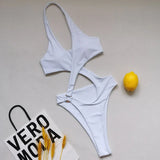 2025 Sexy High Cut Out Halter Female Swimwear One Piece Swimsuit Women Cross Bandage Monokini Bather Bathing Suit Swim Beachwear