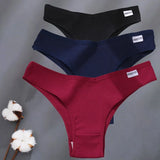 3Pcs/Set Women Cotton Panties Sexy V Waist Briefs T-Back Brazilian Underpants Female M-XL Underwear Girls Breathable Intimates