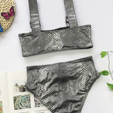 2026 Snake Printed Bandeau Bikini High Waist Swimsuit Women Vintage Swimwear Female Waist Belt Bikini Set Push Up Bathing Suit
