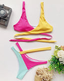 Sexy Splicing Cross Bandage Thong Bikini Female Swimsuit Women Swimwear Two Pieces Bikini Set Bathing Suit Swim Beach Wear Lady