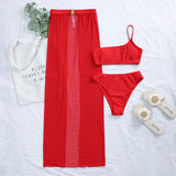 New One shoulder Bikini 2025 Female Swimsuit Women Swimwear Three-pieces Bikini set Mesh Long Skirt Beach wear Bathing Suit Swim