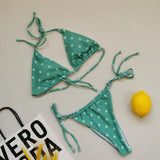 2025 Polka Dot Mini Micro String Bikini Women Swimsuit Female Bikinis Brazilian Swimwear Two Pieces Bikini Set Bathing Suit Swim