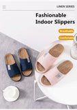 Breathable Flax Slippers Women Men Indoor Mute Slipper Anti-slip Lovers House Floor Shoes Soft  Ladies Summer Home Slides