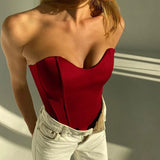Women’s Sexy Exposed Navel Tube Tops Fashion Solid Color Off-the-shoulder Pullover Strapless Tops Wrap Tops