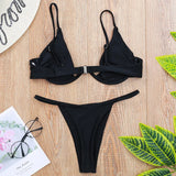 Sexy Push Up Underwired V-bar Bikini Women Swimsuit Female Swimwear Two-pieces Bikini set Micro Thong Bathing Suit Swim Lady