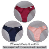 3Pcs/Set Women Cotton Panties Sexy V Waist Briefs T-Back Brazilian Underpants Female M-XL Underwear Girls Breathable Intimates