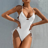 Splicing High Cut Out One Piece Swimsuit Women Tassel Swimwear Female Sexy Bathing Suit String Leopard Bikini 2025 Monokini Lady