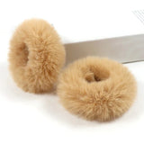 2Pcs Winter Warm Soft Hair Scrunchies Faux Fur Hair Rope Women Girl Ponytail Holder Elastic Hair Band Fluffy Hair Tie Accessory