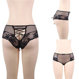 Big Size High Waist Womans Briefs Lingerie Perspective Floral Lace Strappy Panty Embroidery Dot Hot Underwear Women Sexy Panties