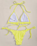 Halter String Ruffled Frilled Bikini 2026 Women Swimsuit Female Swimwear Two Pieces Bikini Set Padded Bather Bathing Suit Swim