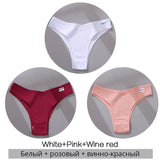 3Pcs/Set Women Cotton Panties Sexy V Waist Briefs T-Back Brazilian Underpants Female M-XL Underwear Girls Breathable Intimates