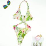 2025 Sexy High Cut Out Halter Female Swimwear One Piece Swimsuit Women Cross Bandage Monokini Bather Bathing Suit Swim Beachwear