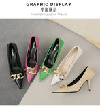 Women Pumps Luxury Female High Heels Metal Pointed Toe Professional Dress Party Ladies Office Shoe 2021Summer Fashion Large Size