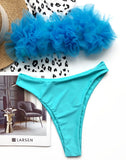 2025 New Sexy 3D Flower Mesh Ruffled Swimsuit High Waist bikini Women Bandeau Swimwear Female Two Pieces Bikini set Bathing Suit