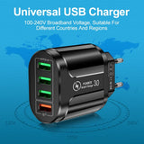 3in1 Cable 45W USB Charger Fast Charge QC 3.0 Wall Charging For iPhone 14 13 Samsung Xiaomi Mobile EU US Plug Adapter Travel