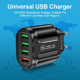 EU US Plug 4 USB 45W USB Charger Fast Charge QC 3.0 Wall Charging For iPhone 12 11 Samsung Xiaomi Mobile 4 Ports Adapter Travel