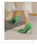 Women Pumps Luxury Female High Heels Metal Pointed Toe Professional Dress Party Ladies Office Shoe 2021Summer Fashion Large Size