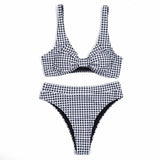 ZTVitality Black Plaid Bikinis Bow Bikini 2025 New Arrival Padded Bra High Waist Swimsuit Sexy Swimwear Women Brazilian Biquini