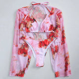 Marble Print V-Bar Underwired Bikini Women Swimsuit Female Swimwear Three-pieces Bikini Set Push Up Bathing Suit Beach Sarong