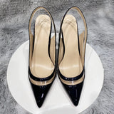 transparent PVC women's high heels, 12cm 10cm 8cm thin heels, no shoelaces, toe, Party disco shoes, black, size 33-45