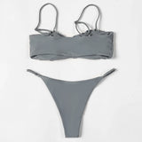 ZTVitality Folds Bikini Set 2022 New Arrival Solid Push Up Padded Bra Swimsuit Women's Beachwear Sexy Swimwear Brazilian Biquini
