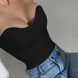 Women’s Sexy Exposed Navel Tube Tops Fashion Solid Color Off-the-shoulder Pullover Strapless Tops Wrap Tops