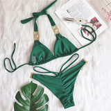 Sexy Halter Crystal Diamond Bikini 2025 Female Swimsuit Women Brazilian Swimwear Two piece Bikini set Triangle Bathing Suit Swim