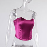 Women’s Sexy Exposed Navel Tube Tops Fashion Solid Color Off-the-shoulder Pullover Strapless Tops Wrap Tops