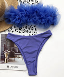 2025 New Sexy 3D Flower Mesh Ruffled Swimsuit High Waist bikini Women Bandeau Swimwear Female Two Pieces Bikini set Bathing Suit