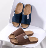 Breathable Flax Slippers Women Men Indoor Mute Slipper Anti-slip Lovers House Floor Shoes Soft  Ladies Summer Home Slides