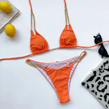 Sexy Halter Metal Chains Brazilian Bikini 2025 Women Swimsuit Female Swimwear Two Pieces Bikini Set Bathing Suit Swim Beach Wear