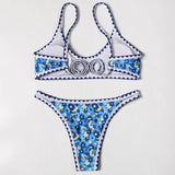 ZTVitality Swimwear Women 2025 New Arrival Print Whip Stitch Sexy Bikini Padded Bra Mid Waist Bandgae Swimsuit Brazilian Biquini