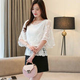Summer Loose Lace Blouse Women 2025 Butterfly Sleeve Chiffon Shirt Woman Fashion Casual Floral White Shirt Tops Blusas 4073