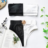 2026 Snake Printed Bandeau Bikini High Waist Swimsuit Women Vintage Swimwear Female Waist Belt Bikini Set Push Up Bathing Suit