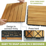 Solid Wood Deck Tiles 6 Slat Set 9