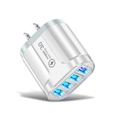 EU US Plug 4 USB 45W USB Charger Fast Charge QC 3.0 Wall Charging For iPhone 12 11 Samsung Xiaomi Mobile 4 Ports Adapter Travel