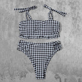 ZTVitality Blue Plaid Bikinis Push Up Bikini 2020 Newest Padded Bandage Swimsuit High Waist Cross Hollow Out Sexy Swimwear Women